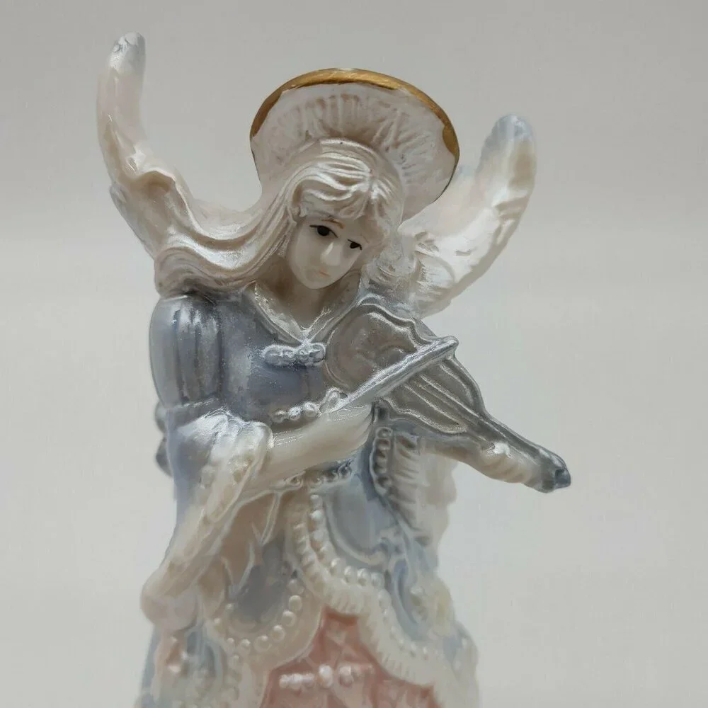Designspirations Vintage Porcelain Angel Bell Figurine With Gold Halo & Violin